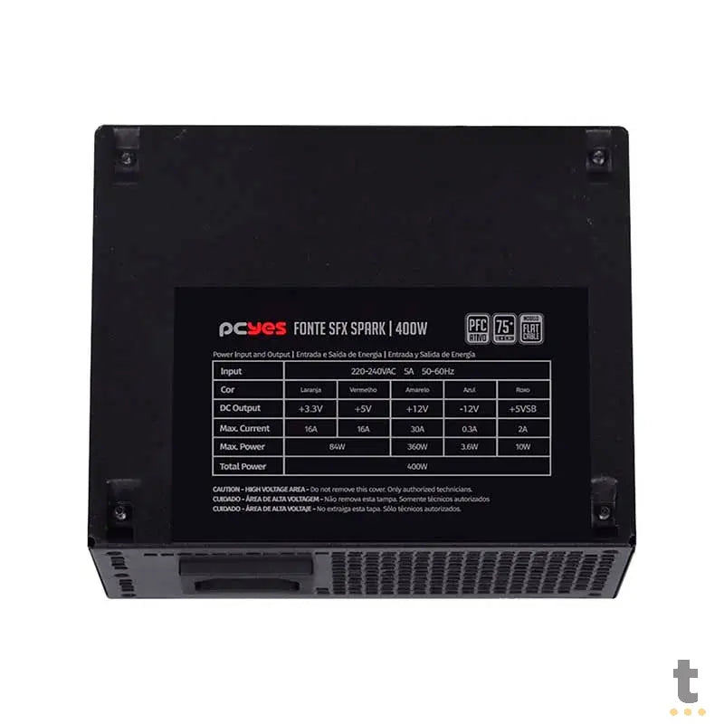 Fonte Real Atx para Gabinete Slim 400W PCYes SFX Spark 75+ Pfc Ativo - SPKP400MBPT Truedata
