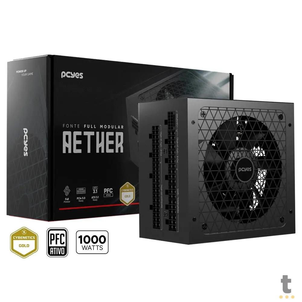 Fonte Real Modular 1000w Full Modular PCYes Aether Cybenetics Gold ATX3.1 - 1000WFMG Truedata