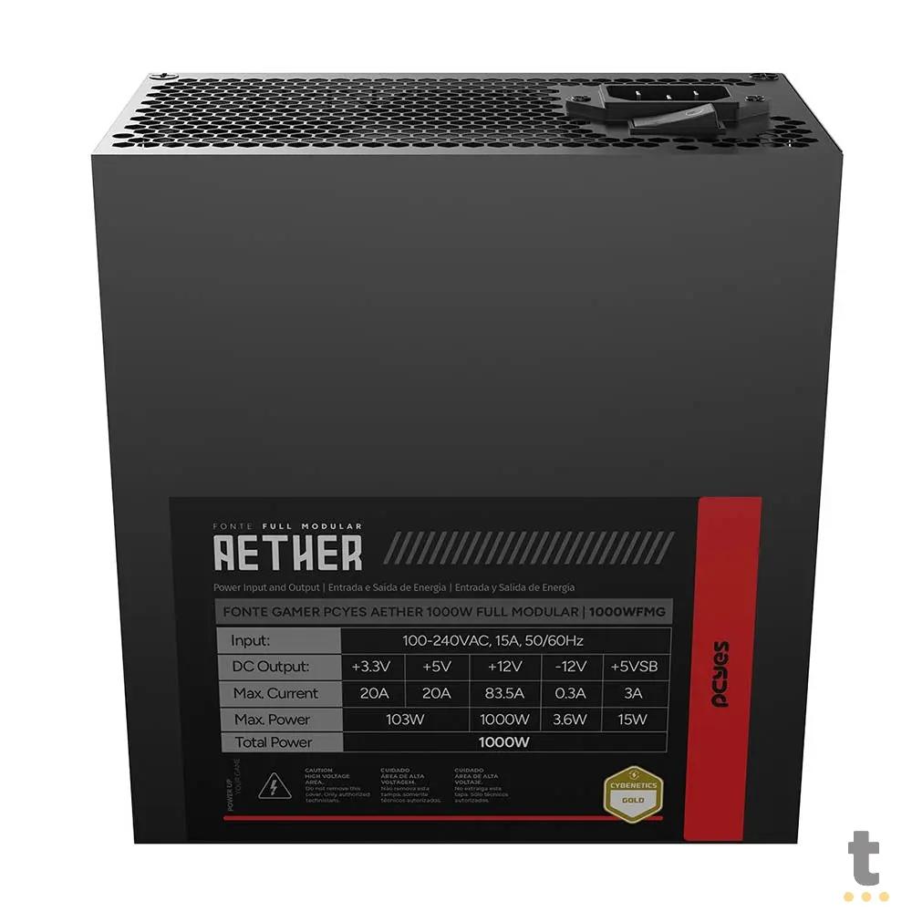 Fonte Real Modular 1000w Full Modular PCYes Aether Cybenetics Gold ATX3.1 - 1000WFMG Truedata