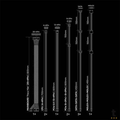 Fonte Real Modular 1000w Full Modular PCYes Aether Cybenetics Gold ATX3.1 - 1000WFMG Truedata