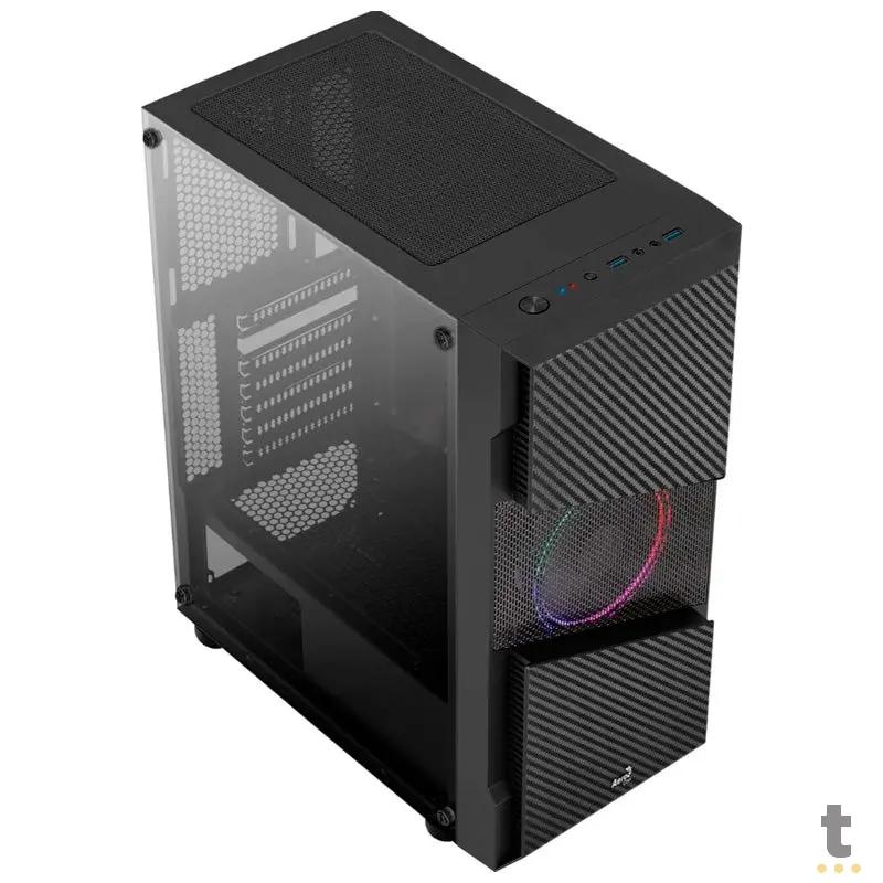 Gabinete Gamer Aerocool Mid Tower Rgb Menace Saturn Preto Com Lateral em Vidro Temperado - Pn 70616 Truedata