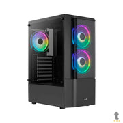 Gabinete Gamer Aerocool Quantum V2 Mid Tower C/ Fan Rgb e lateral em Vidro Temperado - Pn 73875
