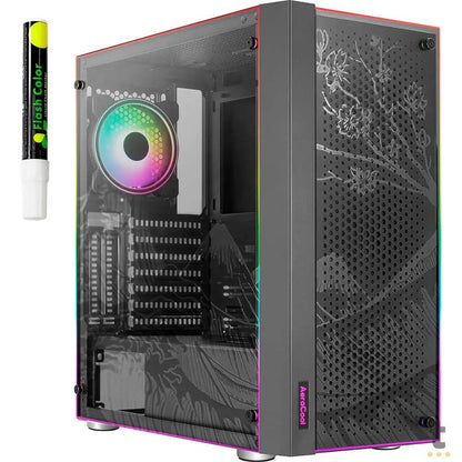Gabinete Gamer Aerocool Skribble Mid Tower Rgb Com lateral em Vidro Temperado - Pn 78107 Truedata