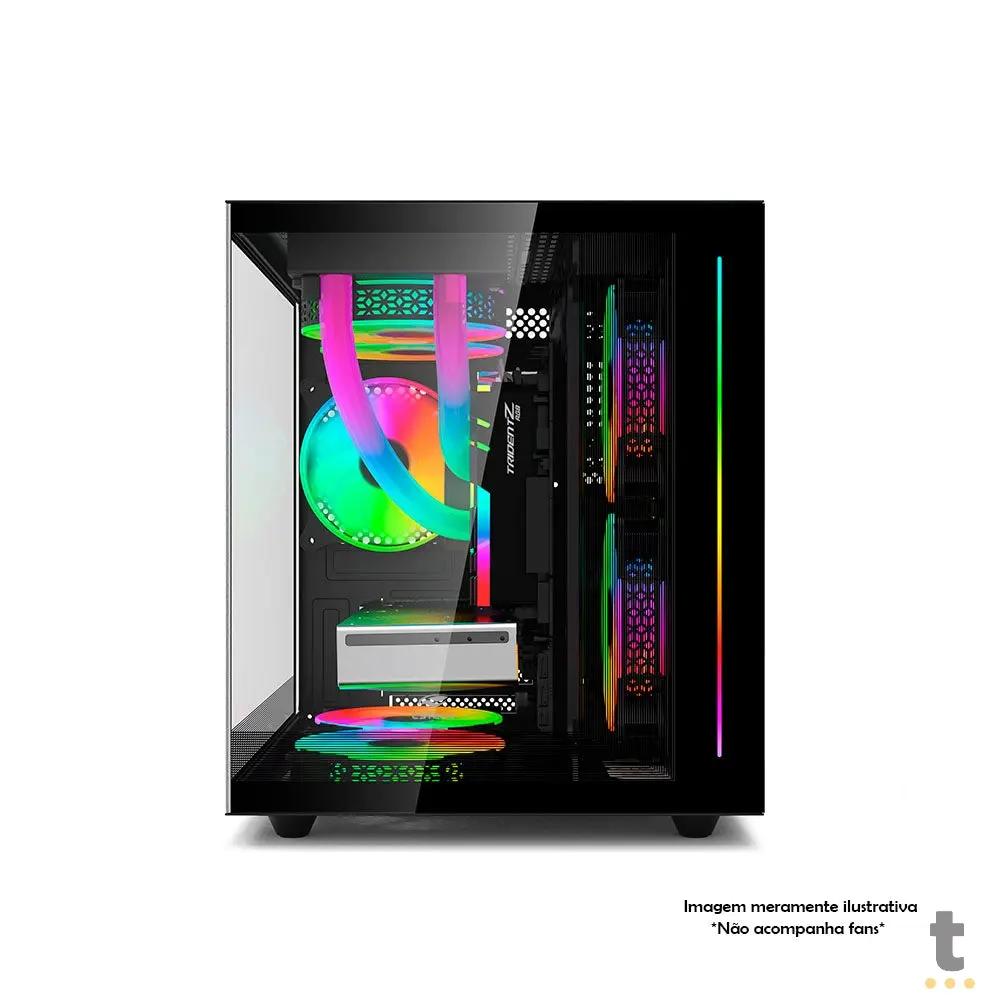 Gabinete Gamer C3Tech Aquarius Mid Tower C/ Frente e Lateral em Vidro Temperado e RGB S/ Fonte Preto - MT-G810BK Truedata