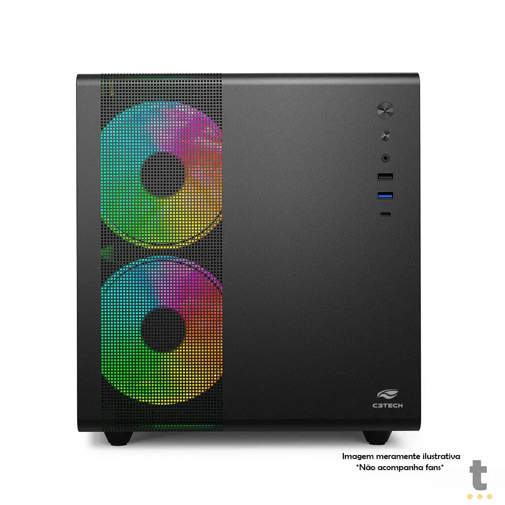 Gabinete Gamer C3Tech Aquarius Mid Tower C/ Lateral em Vidro Temperado S/ Fonte Preto - MT-G710BK Truedata