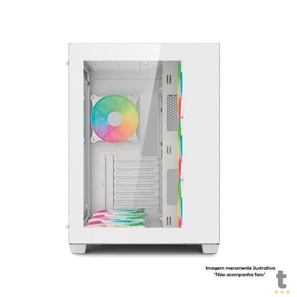 Gabinete Gamer C3Tech Aquarius Mid Tower Com frente e lateral em Vidro Temperado S/ Fonte Branco - MT-G910WH Truedata