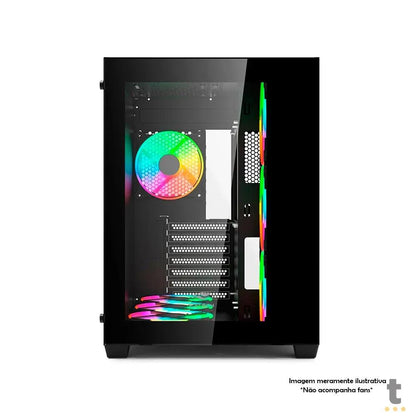Gabinete Gamer C3Tech Aquarius Mid Tower Com frente e lateral em Vidro Temperado S/ Fonte Preto - MT-G910BK Truedata