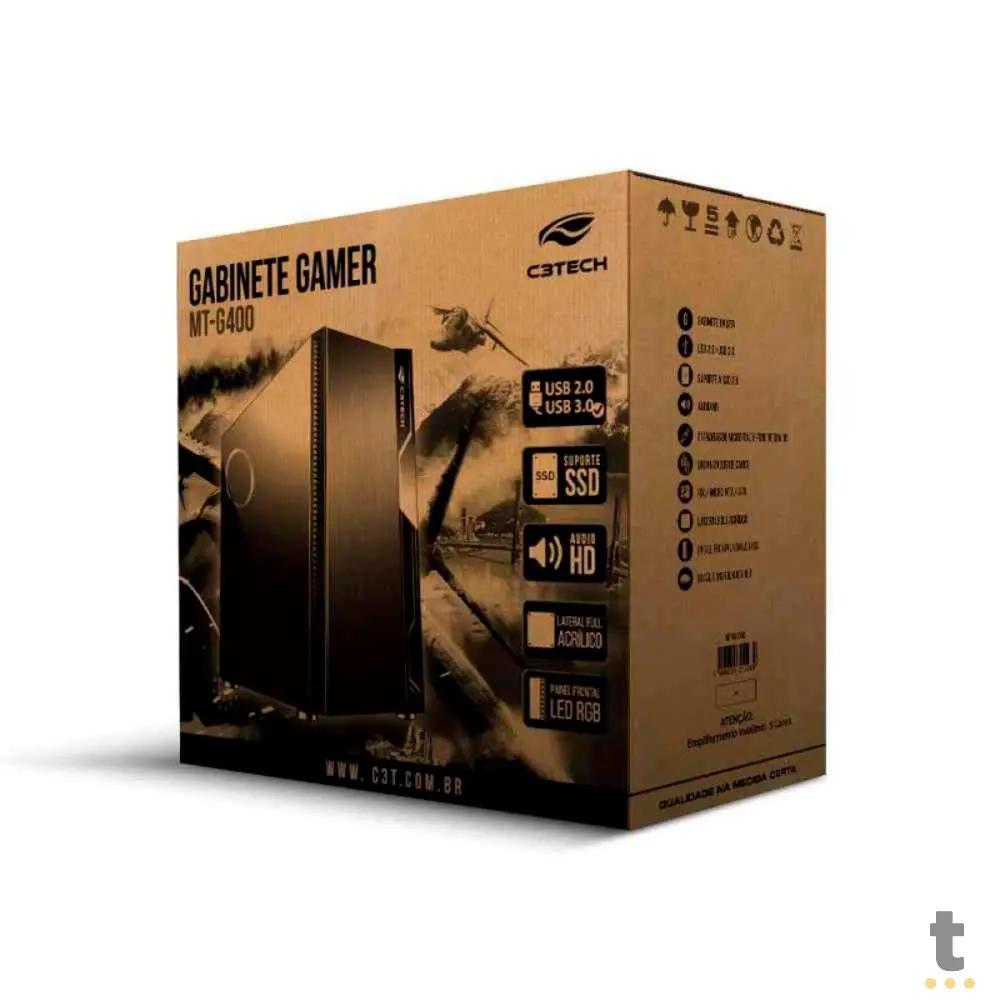 Gabinete Gamer C3Tech Mid Tower Rgb Com lateral acrílico - MT-G400BK Truedata