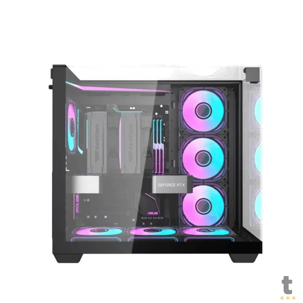 Gabinete Gamer Darkflash Atx TH285 Preto Com Lateral, Topo e Frente em Vidro Temperado ARGB - TH285 ARGB Black Truedata