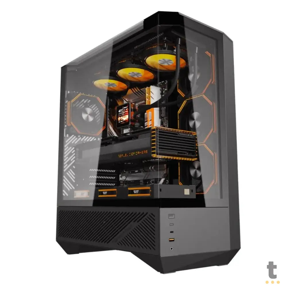 Gabinete Gamer Darkflash Mid Tower Atx DY460 Preto Com Lateral e Frente em Vidro Temperado ARGB - DY460 ARGB Black Truedata