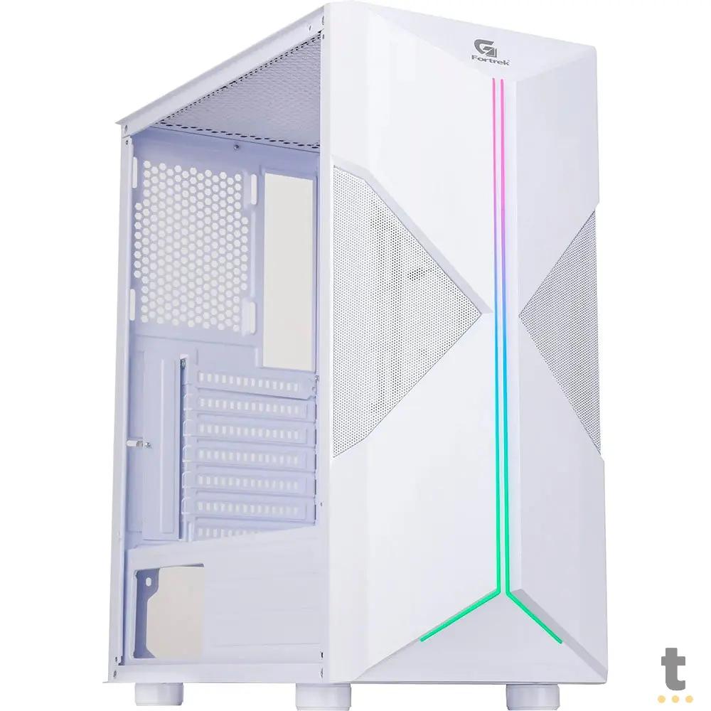 Gabinete Gamer Fortrek Mid Tower Holt Rgb Com lateral em Acrilico Branco - 80524 Truedata