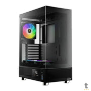 Gabinete Gamer Gamdias Mid Tower Atlas E1 Preto Com Lateral em Vidro Temperado +3 Fans ARGB