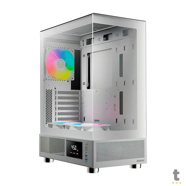 Gabinete Gamer Gamdias Mid Tower Atlas E1 WH Branco Com Lateral em Vidro Temperado +3 Fans ARGB