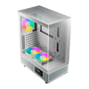 Gabinete Gamer Gamdias Mid Tower Atlas E1 WH Branco Com Lateral em Vidro Temperado +3 Fans ARGB Truedata