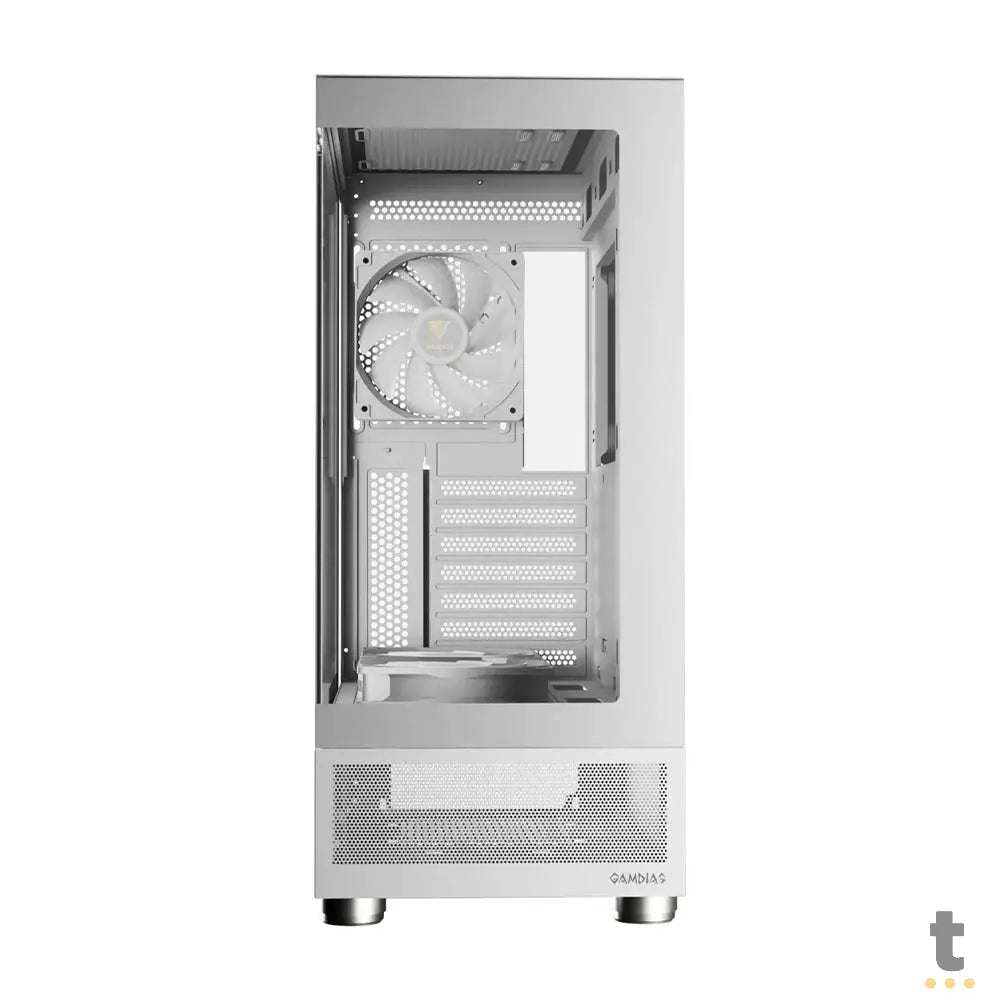 Gabinete Gamer Gamdias Mid Tower Atlas E1 WH Branco Com Lateral em Vidro Temperado +3 Fans ARGB Truedata