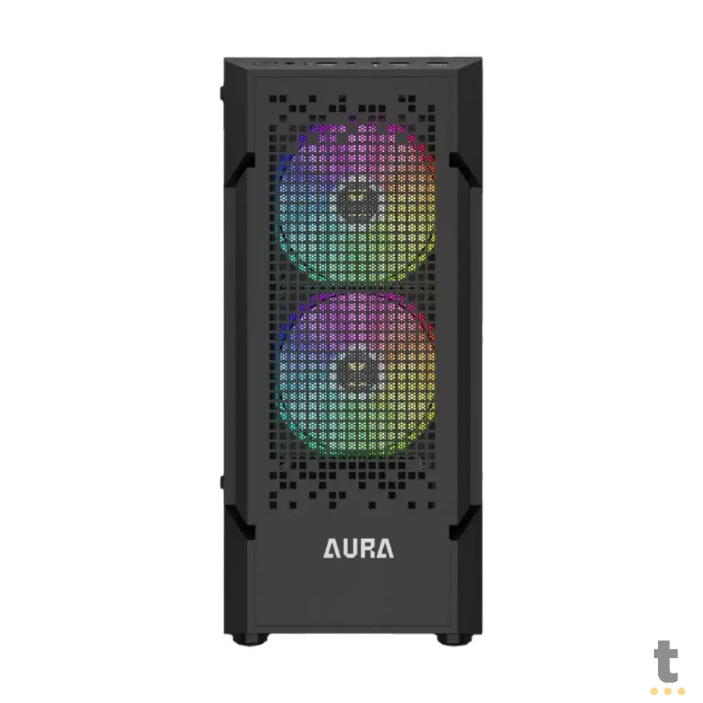 Gabinete Gamer Gamdias Mid Tower Aura GC7 Preto Com Lateral em Vidro Temperado + 3 Fans ARGB Truedata