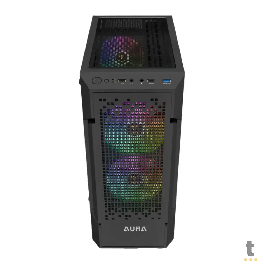 Gabinete Gamer Gamdias Mid Tower Aura GC7 Preto Com Lateral em Vidro Temperado + 3 Fans ARGB Truedata