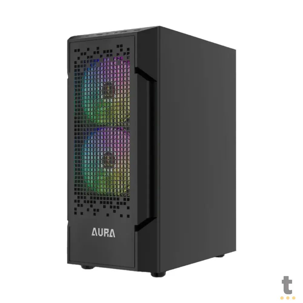 Gabinete Gamer Gamdias Mid Tower Aura GC7 Preto Com Lateral em Vidro Temperado + 3 Fans ARGB Truedata
