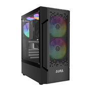 Gabinete Gamer Gamdias Mid Tower Aura GC7 Preto Com Lateral em Vidro Temperado + 3 Fans ARGB