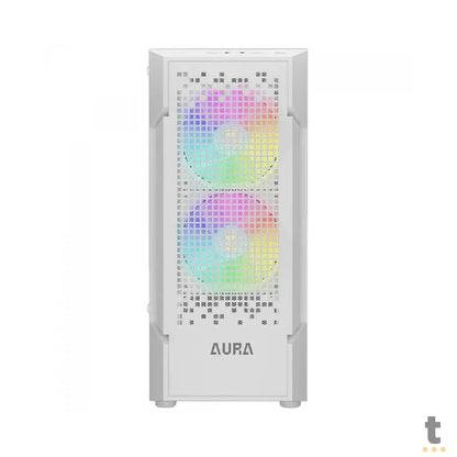 Gabinete Gamer Gamdias Mid Tower Aura GC7 WH Branco Com Lateral em Vidro Temperado + 3 Fans ARGB Truedata