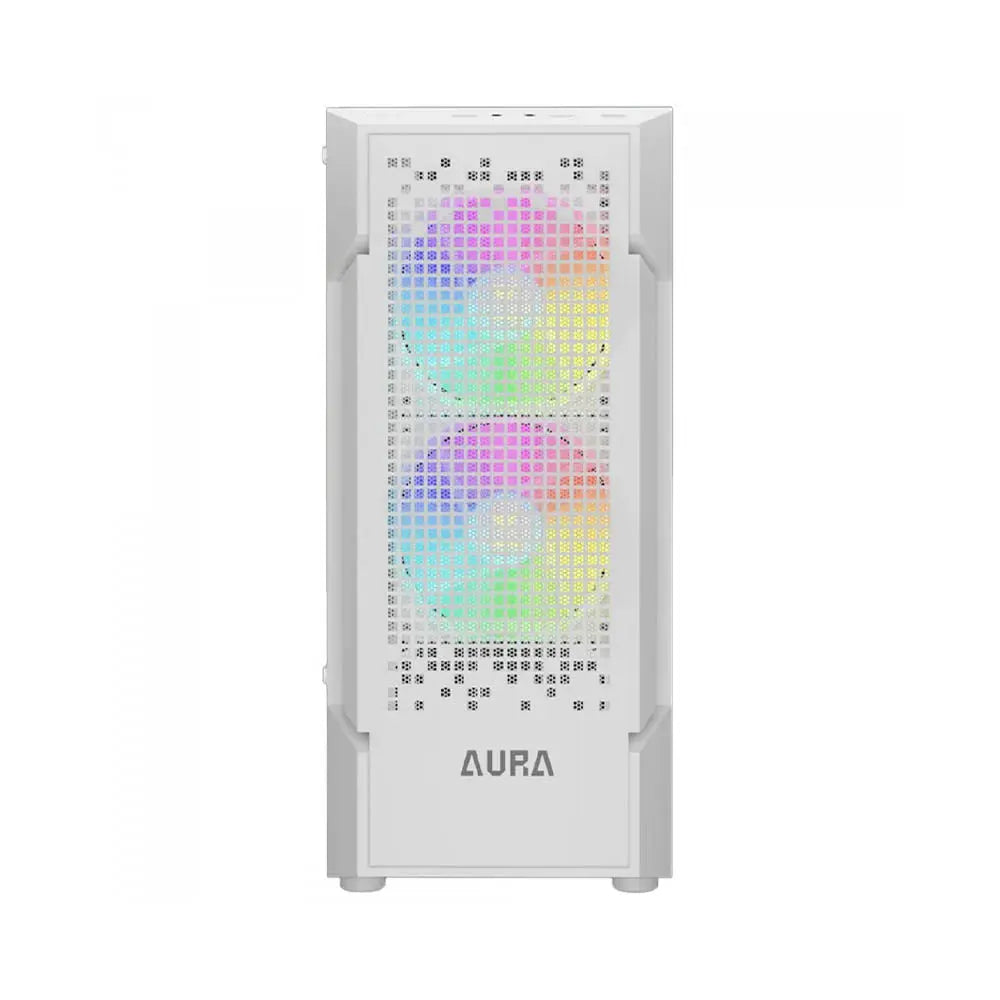 Gabinete Gamer Gamdias Mid Tower Aura GC7 WH Branco Com Lateral em Vidro Temperado + 3 Fans ARGB Truedata