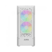 Gabinete Gamer Gamdias Mid Tower Aura GC7 WH Branco Com Lateral em Vidro Temperado + 3 Fans ARGB