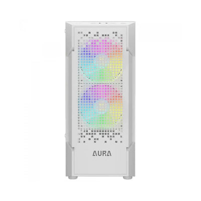 Gabinete Gamer Gamdias Mid Tower Aura GC7 WH Branco Com Lateral em Vidro Temperado + 3 Fans ARGB