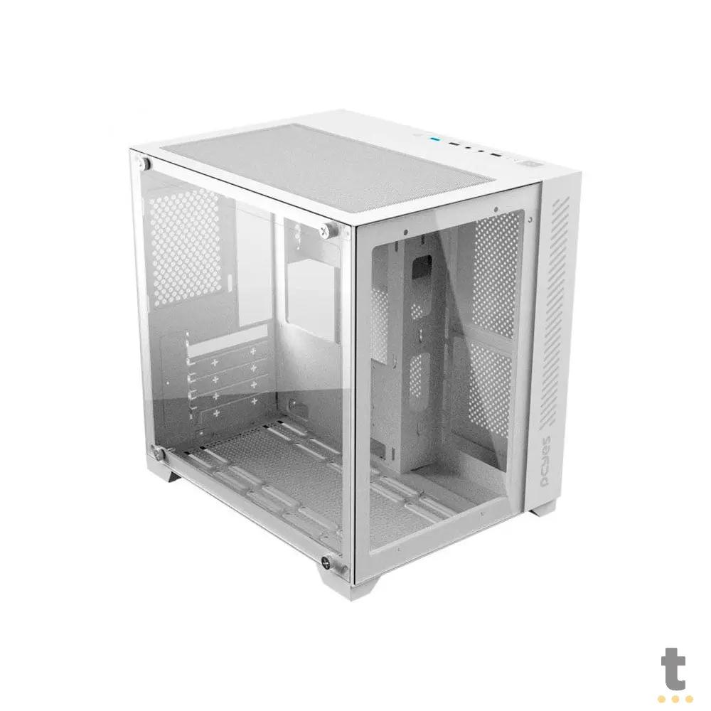 Gabinete Gamer PCYes Mid Tower Forcefield Branco Com Lateral e Frente em Vidro Temperado - GFFWGP Truedata