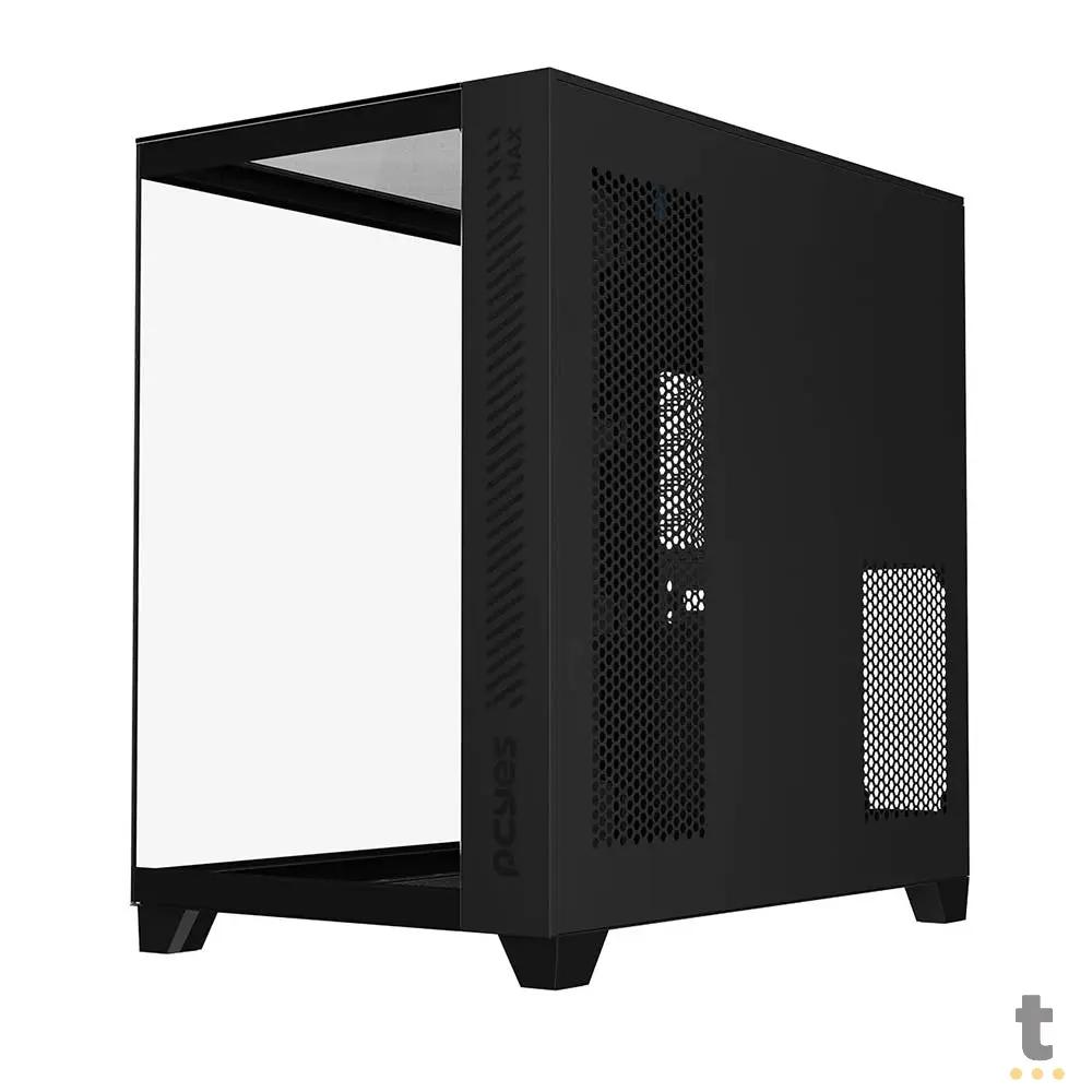 Gabinete Gamer PCYes Mid Tower Forcefield MAX Black Vulcan Preto Com Lateral e Frente em Vidro Temperado - GFFMAXBV Truedata