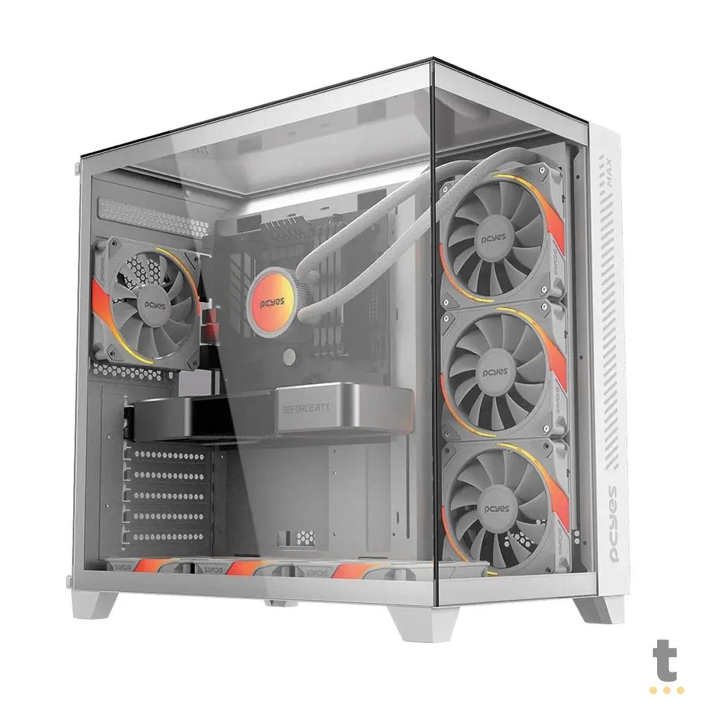 Gabinete Gamer PCYes Mid Tower Forcefield MAX White Ghost Branco Com Lateral e Frente em Vidro Temperado - GFFMAXWG Truedata
