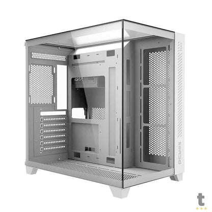 Gabinete Gamer PCYes Mid Tower Forcefield MAX White Ghost Branco Com Lateral e Frente em Vidro Temperado - GFFMAXWG Truedata