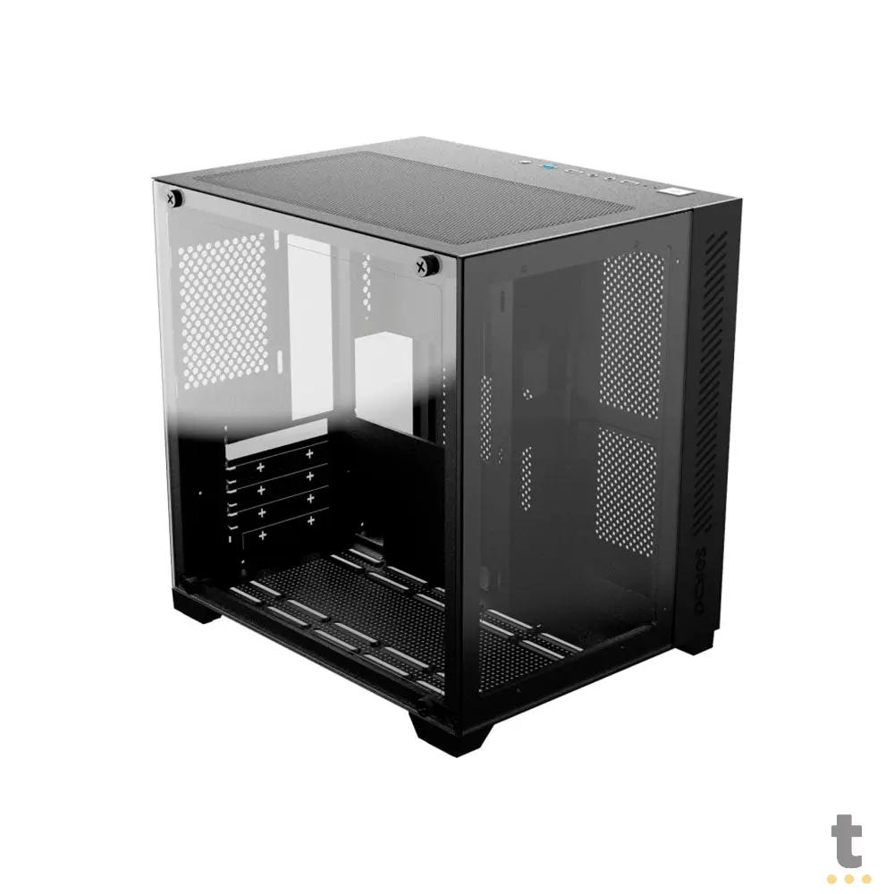 Gabinete Gamer PCYes Mid Tower Forcefield Preto Com Lateral e Frente em Vidro Temperado - GFFBVP Truedata