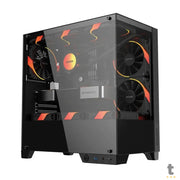 Gabinete Gamer PCYes Mid Tower Forcefield TWR Black Vulcan Preto Com Lateral e Frente em Vidro Temperado - GFFTWRBV