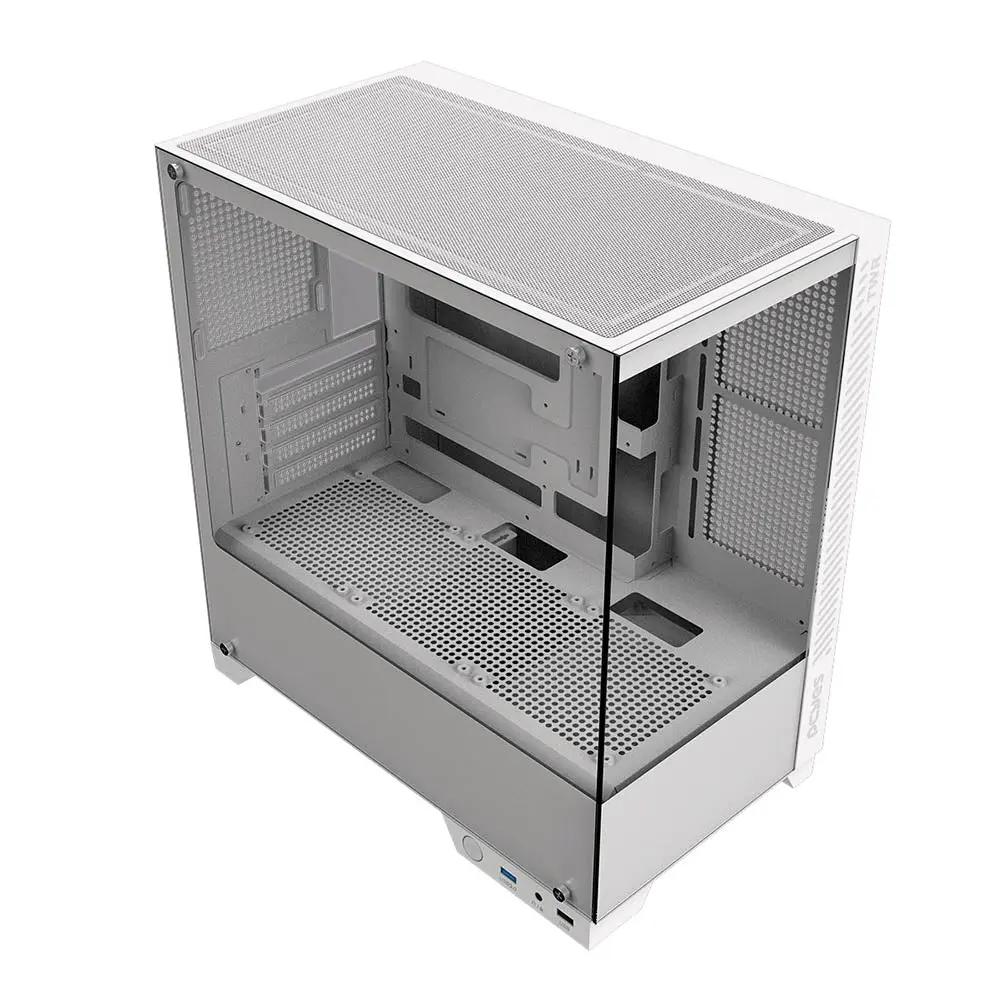 Gabinete Gamer PCYes Mid Tower Forcefield TWR White Ghost Branco Com Lateral e Frente em Vidro Temperado - GFFTWRWG Truedata