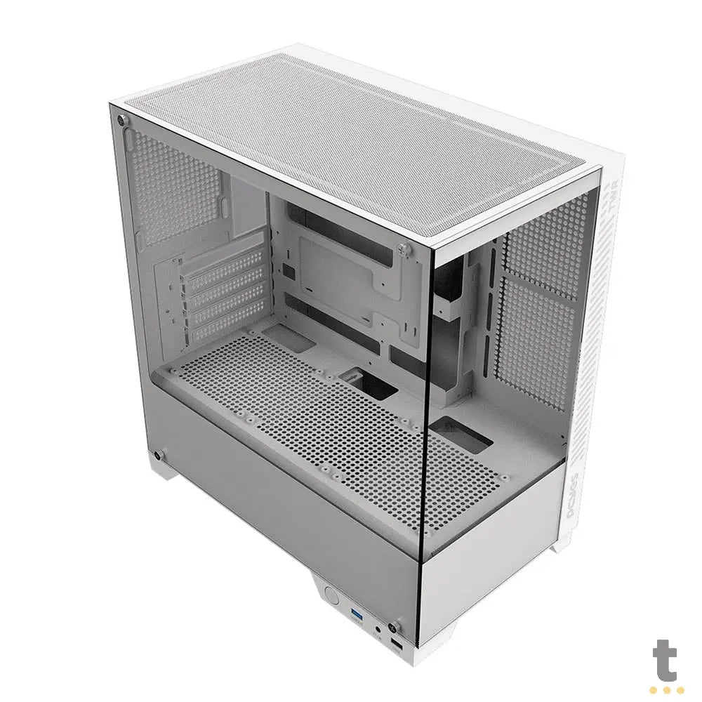 Gabinete Gamer PCYes Mid Tower Forcefield TWR White Ghost Branco Com Lateral e Frente em Vidro Temperado - GFFTWRWG Truedata