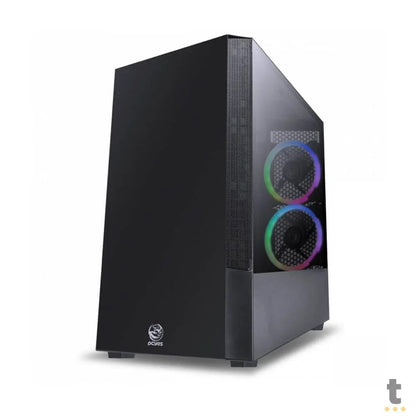 Gabinete Gamer PCYes Mid Tower Gravity Preto Com Lateral Invertida em Vidro Temperado C/ 2 Fans RGB - GRPTRGB1FV Truedata