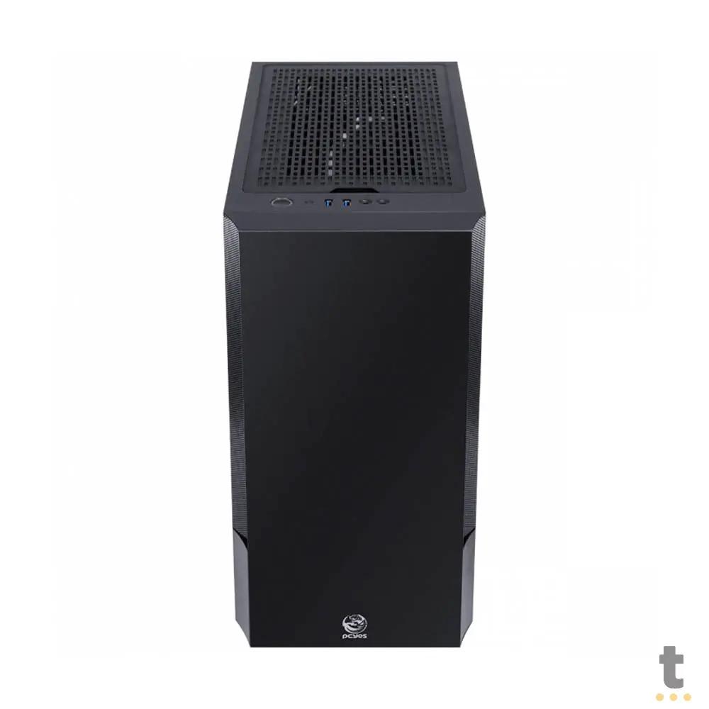 Gabinete Gamer PCYes Mid Tower Gravity Preto Com Lateral Invertida em Vidro Temperado C/ 2 Fans RGB - GRPTRGB1FV Truedata