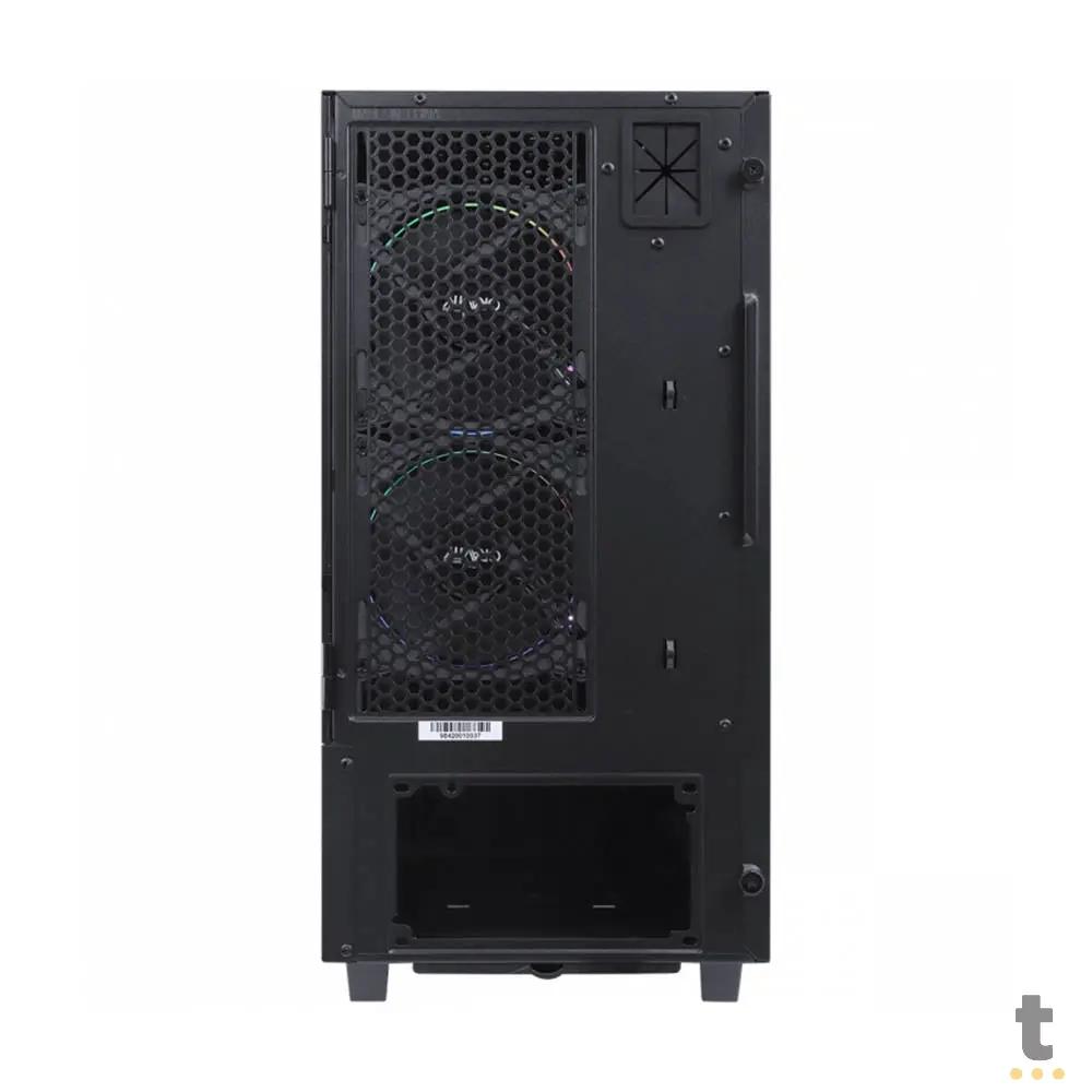 Gabinete Gamer PCYes Mid Tower Gravity Preto Com Lateral Invertida em Vidro Temperado C/ 2 Fans RGB - GRPTRGB1FV Truedata