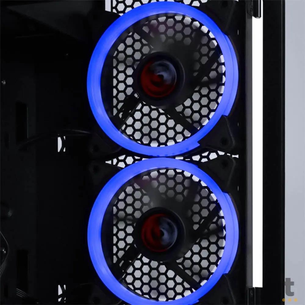 Gabinete Gamer PCYes Mid Tower Gravity Preto Com Lateral Invertida em Vidro Temperado C/ 2 Fans RGB - GRPTRGB1FV Truedata