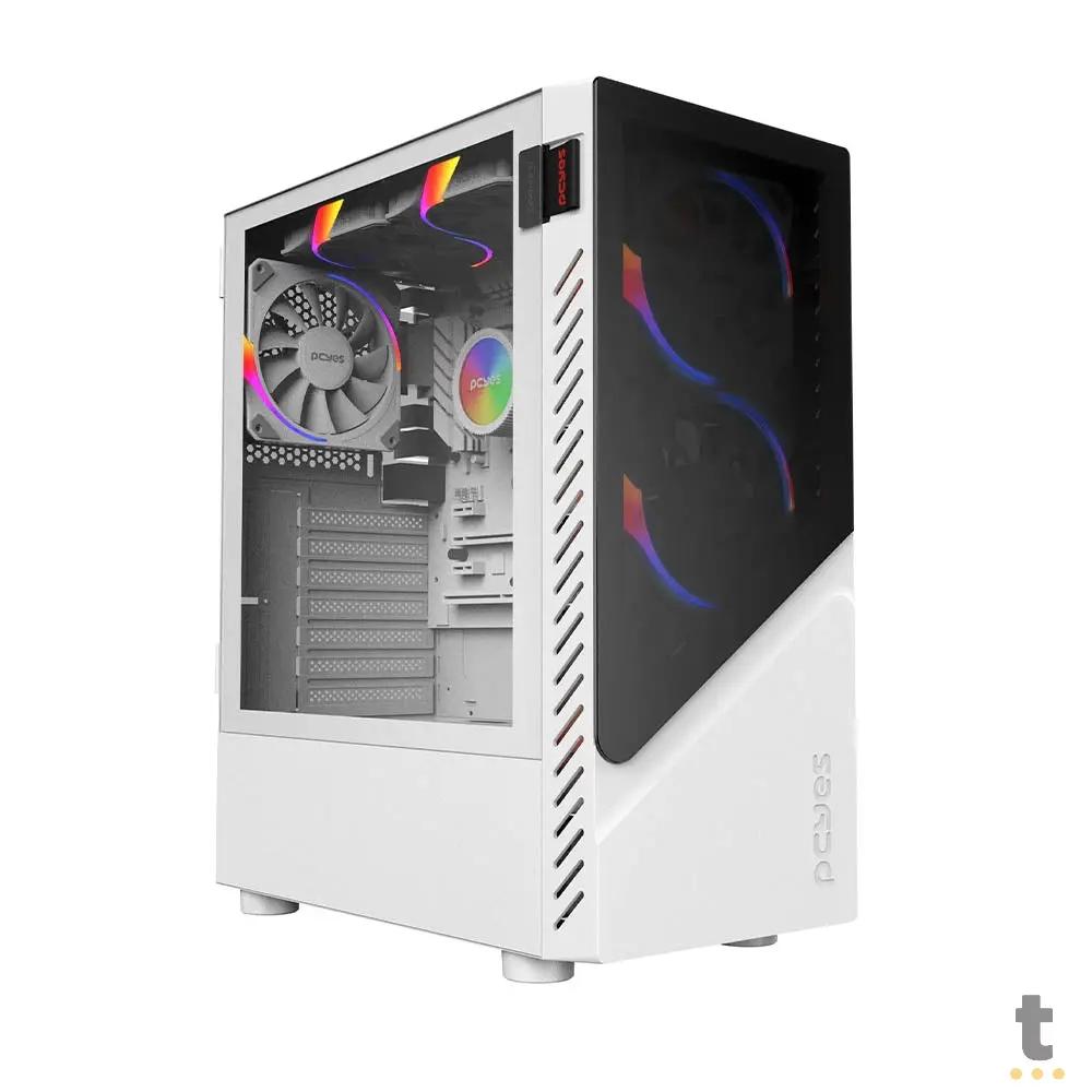 Gabinete Gamer PCYes Mid Tower Set White Ghost Branco Com Lateral em Vidro Temperado - GSWGPBR Truedata