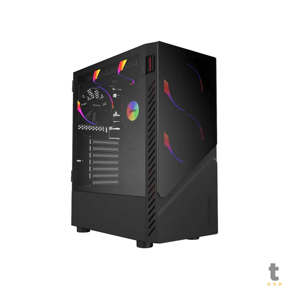 Gabinete Gamer PCYes Set Black Vulcan C/ Lateral em Vidro Temperado Preto - GSBVPBR Truedata