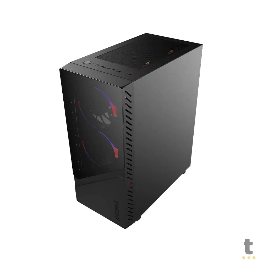 Gabinete Gamer PCYes Set Black Vulcan C/ Lateral em Vidro Temperado Preto - GSBVPBR Truedata