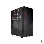 Gabinete Gamer PCYes Set Black Vulcan C/ Lateral em Vidro Temperado Preto - GSBVPBR