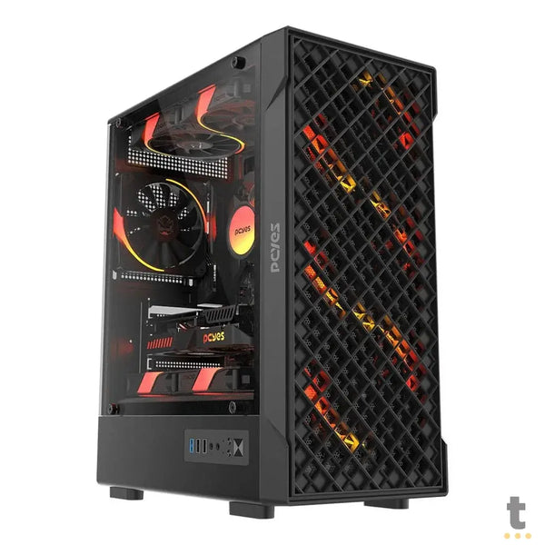 Gabinete Gamer PCYes Velyr Black Vulcan C/ Lateral em Vidro Temperado Preto - GVLYBV