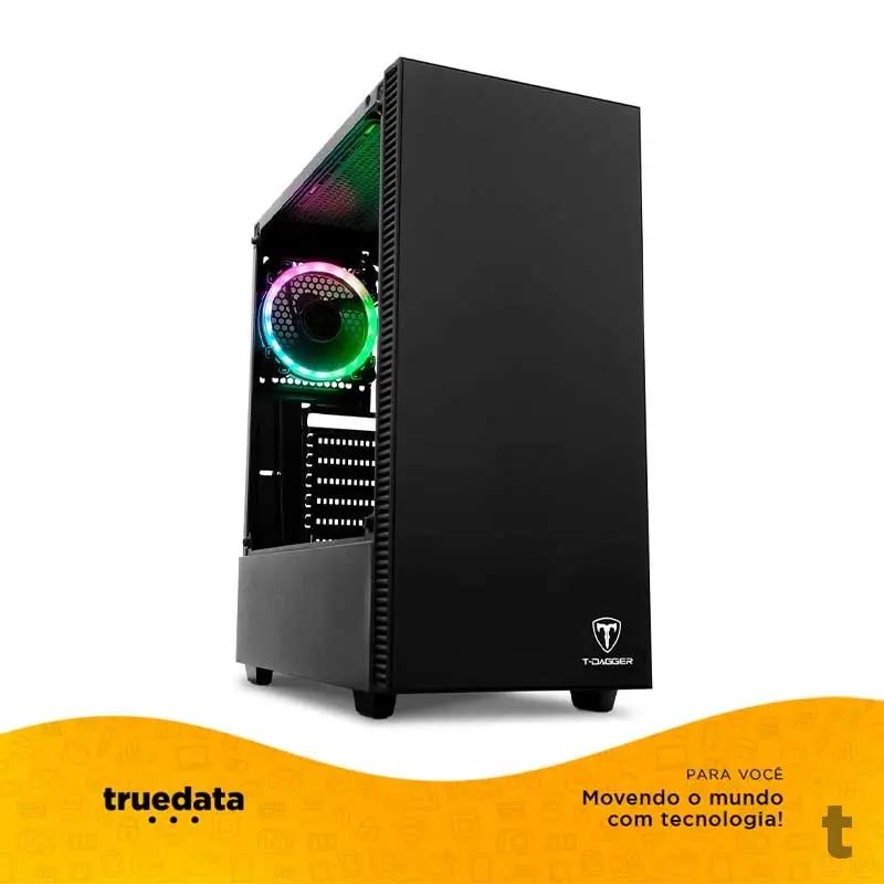 Gabinete Gamer T-Dagger Mid Tower Cube Black Preto Com Lateral em Vidro Temperado - T-TGC305B Truedata