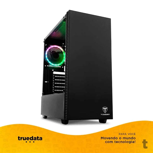 Gabinete Gamer T-Dagger Mid Tower Cube Black Preto Com Lateral em Vidro Temperado - T-TGC305B