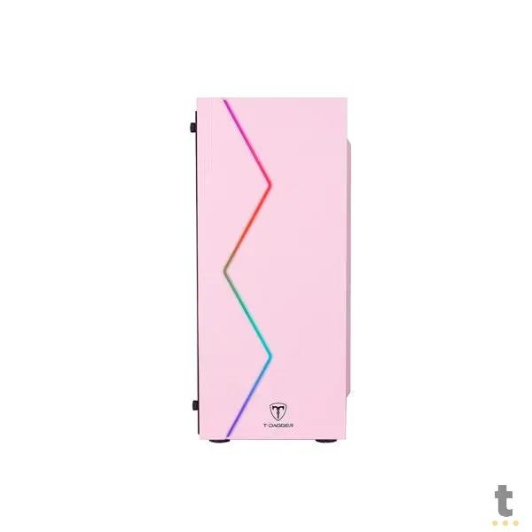 Gabinete Gamer T-Dagger Mid Tower P03P Com Lateral em Acrílico Rosa - TGC-P03P Truedata
