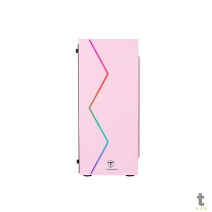 Gabinete Gamer T-Dagger Mid Tower P03P Com Lateral em Acrílico Rosa - TGC-P03P Truedata