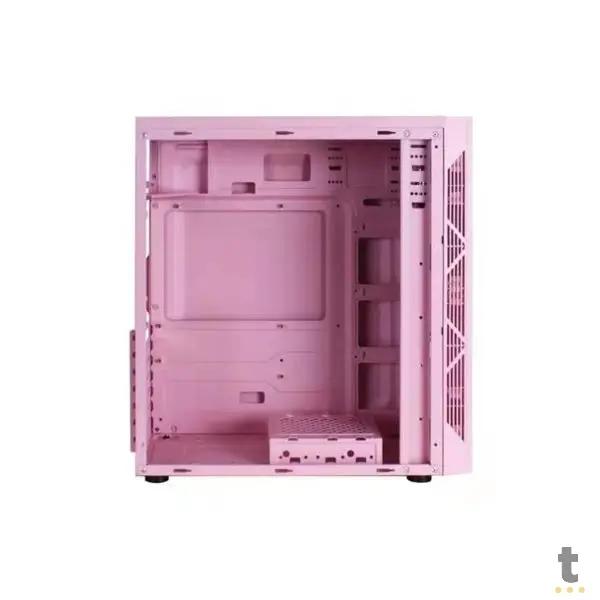 Gabinete Gamer T-Dagger Mid Tower P03P Com Lateral em Acrílico Rosa - TGC-P03P Truedata