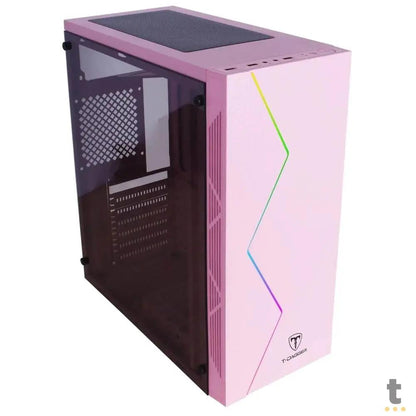Gabinete Gamer T-Dagger Mid Tower P03P Com Lateral em Acrílico Rosa - TGC-P03P Truedata